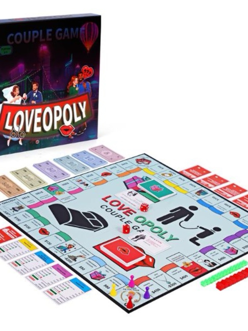 Loveopoly Couple Game Board - Multi-Color Romantic Party Game